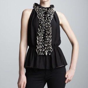 Neiman Marcus Robert Rodriquez Sleeveless Ruffle Peplum top Sz M